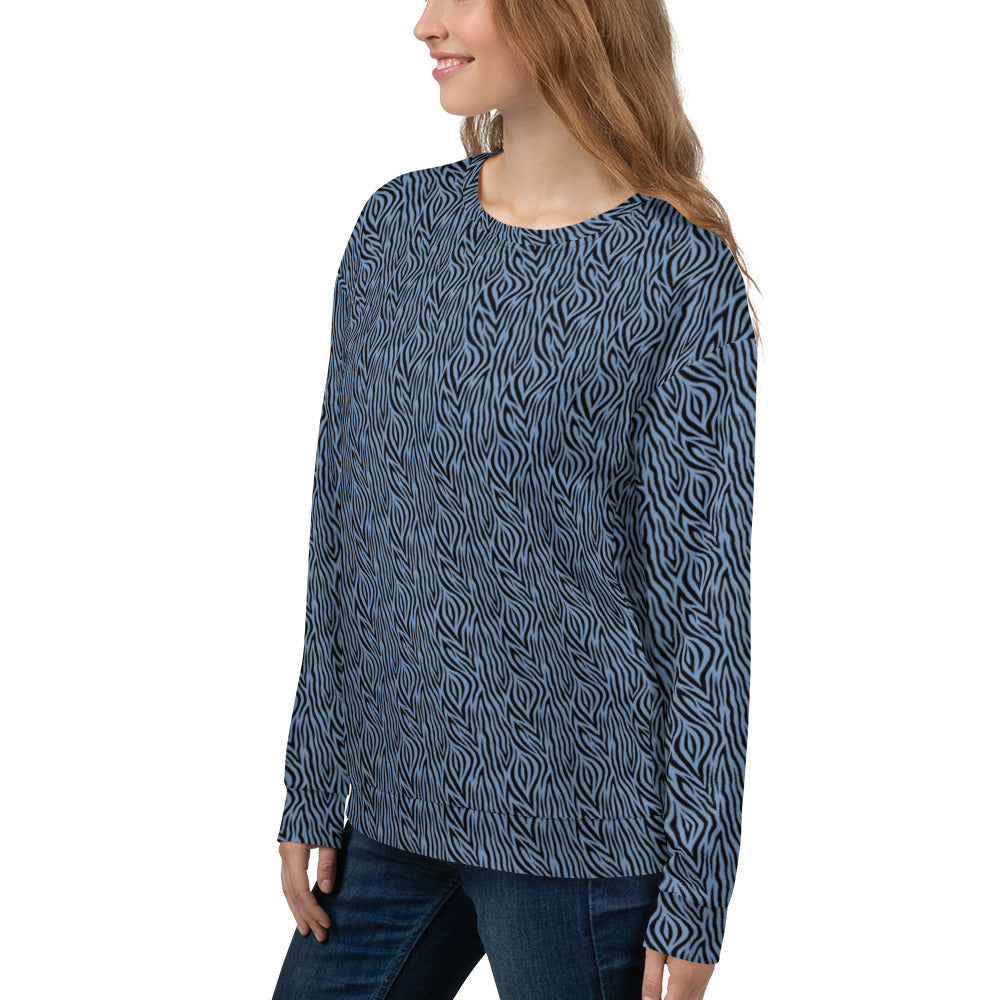 Recycled Unisex Sweatshirt - Blue Zebra - Women