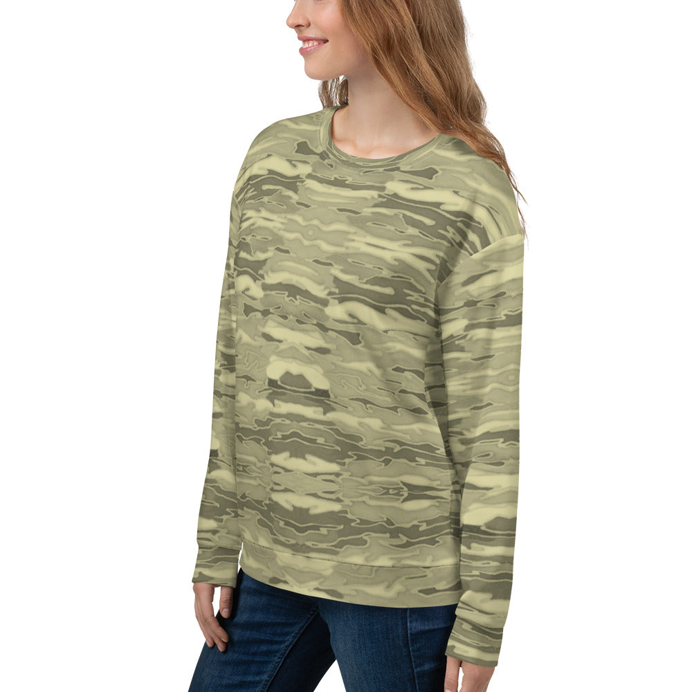 Recycled Unisex Sweatshirt - Khaki Camouflage Lava - Women