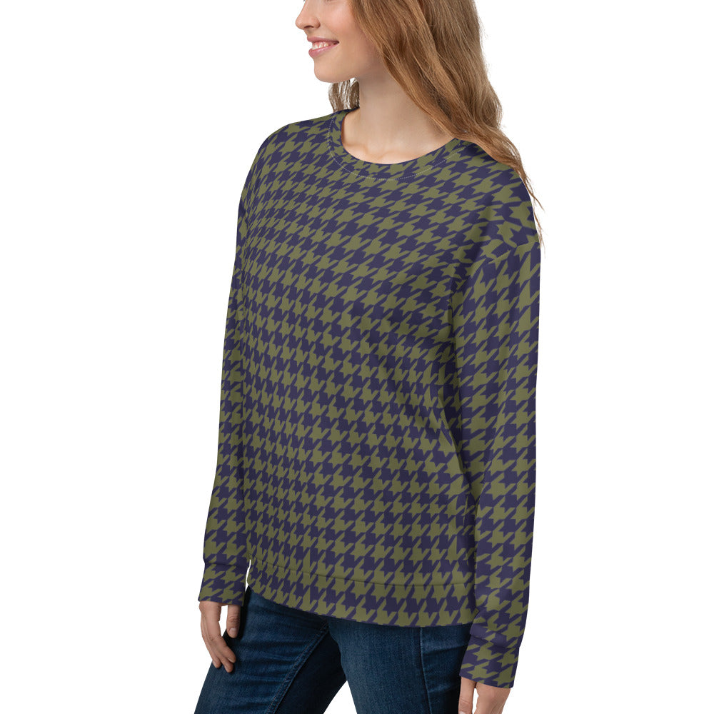 Recycled Unisex Sweatshirt - Grey Houndstooth - Women