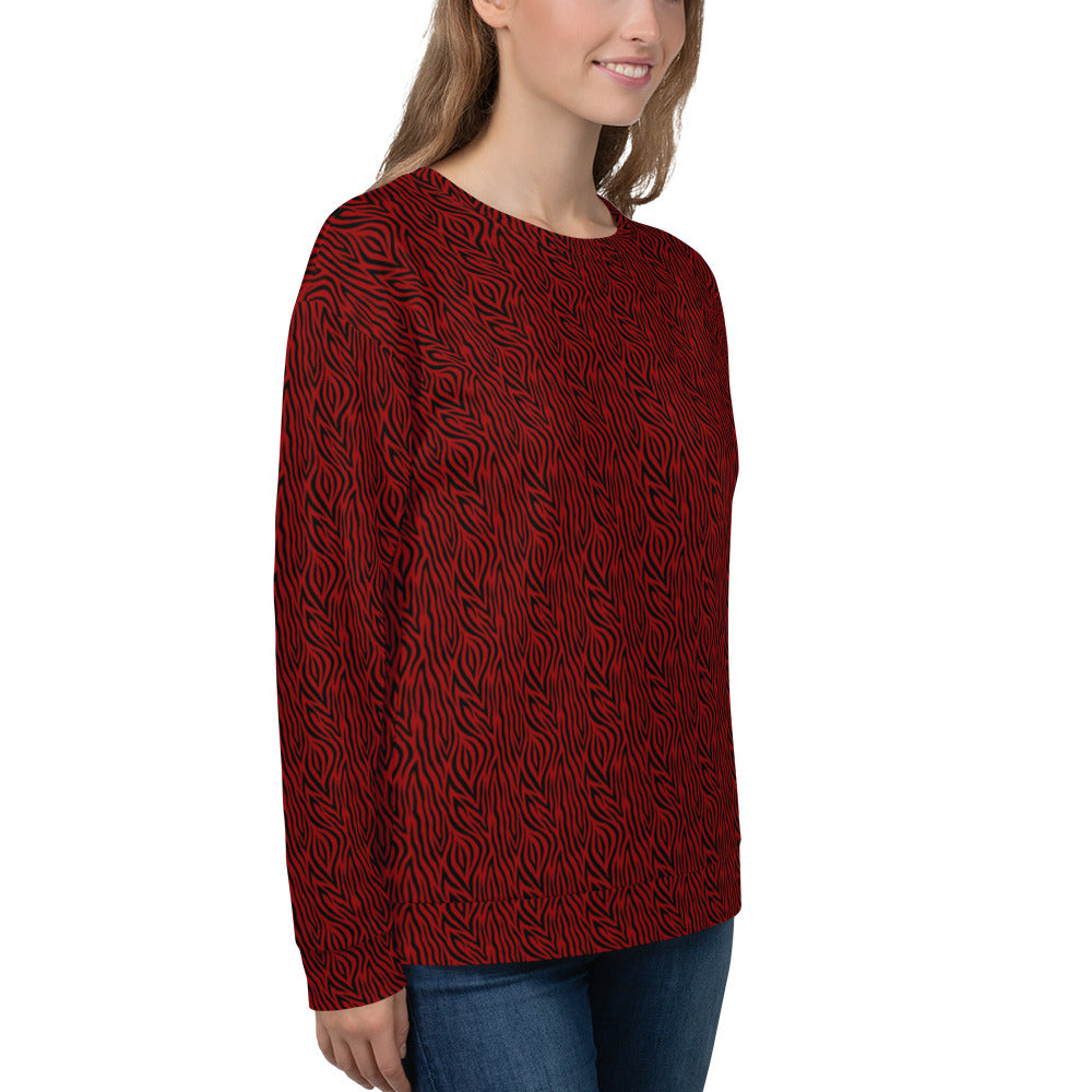 Recycled Unisex Sweatshirt - Red Zebra - Women