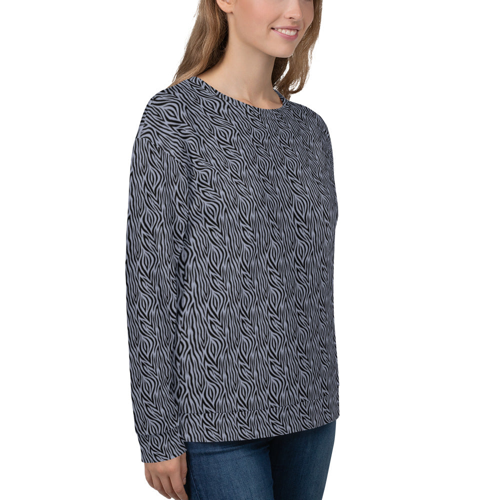 Recycled Unisex Sweatshirt - Grey Zebra - Women