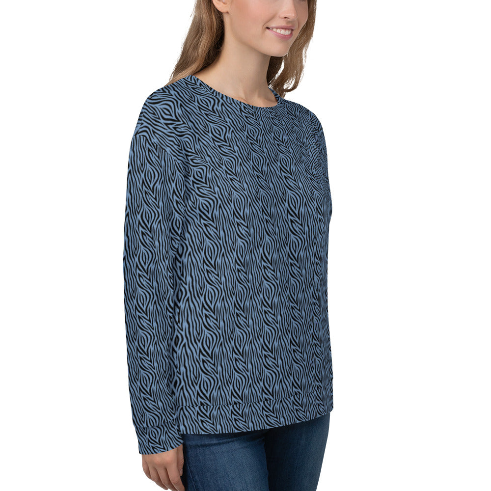 Recycled Unisex Sweatshirt - Blue Zebra - Women