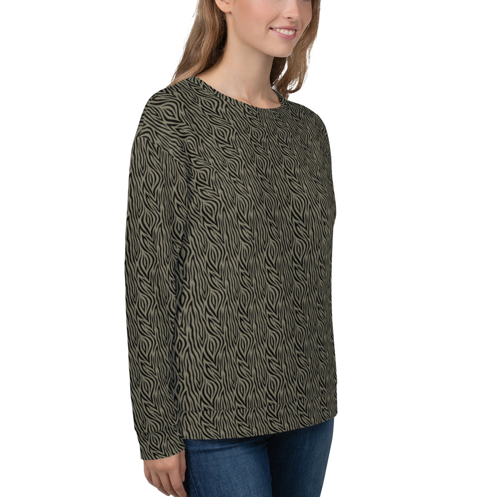 Recycled Unisex Sweatshirt - Khaki Zebra - Women