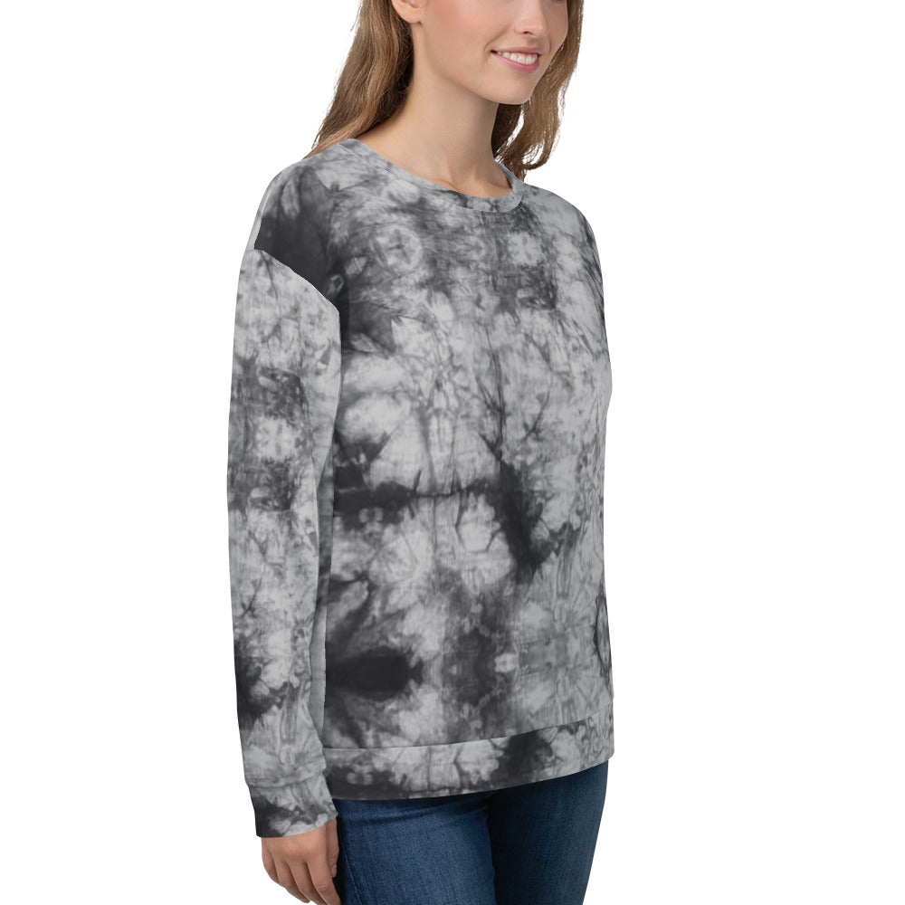 Recycled Unisex Sweatshirt - Grey Tie Dye - Women