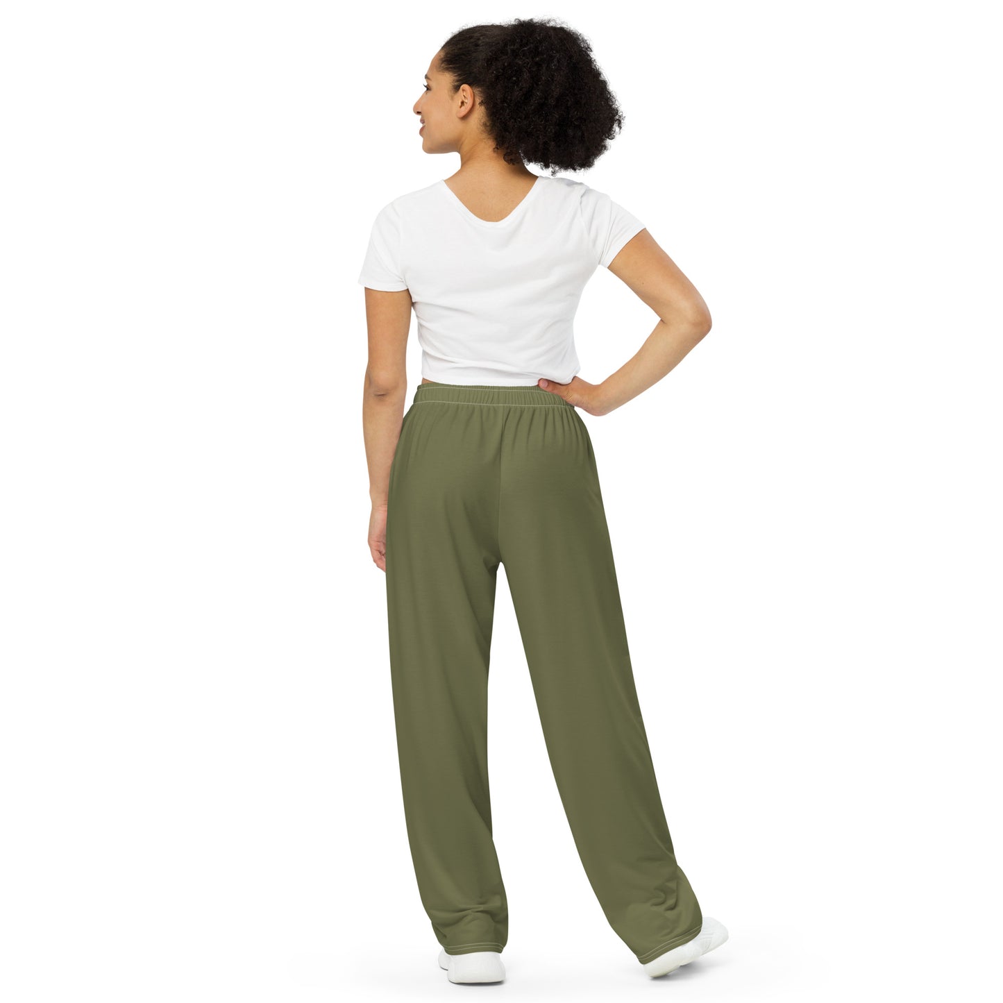 Wide Leg Pants Khaki Green - Women
