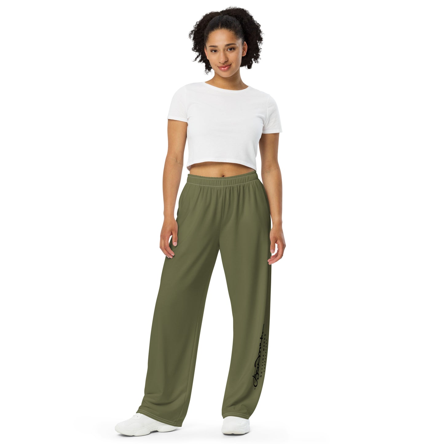 Wide Leg Pants Khaki Green - Women