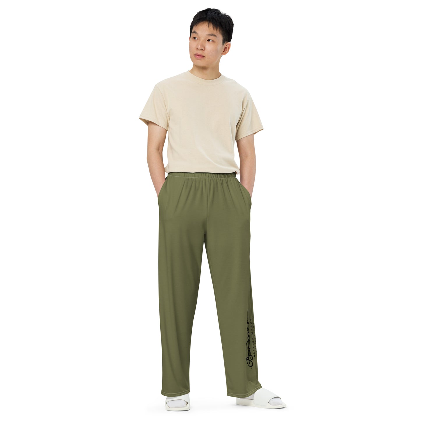 Wide Leg Pants Khaki Green - Men