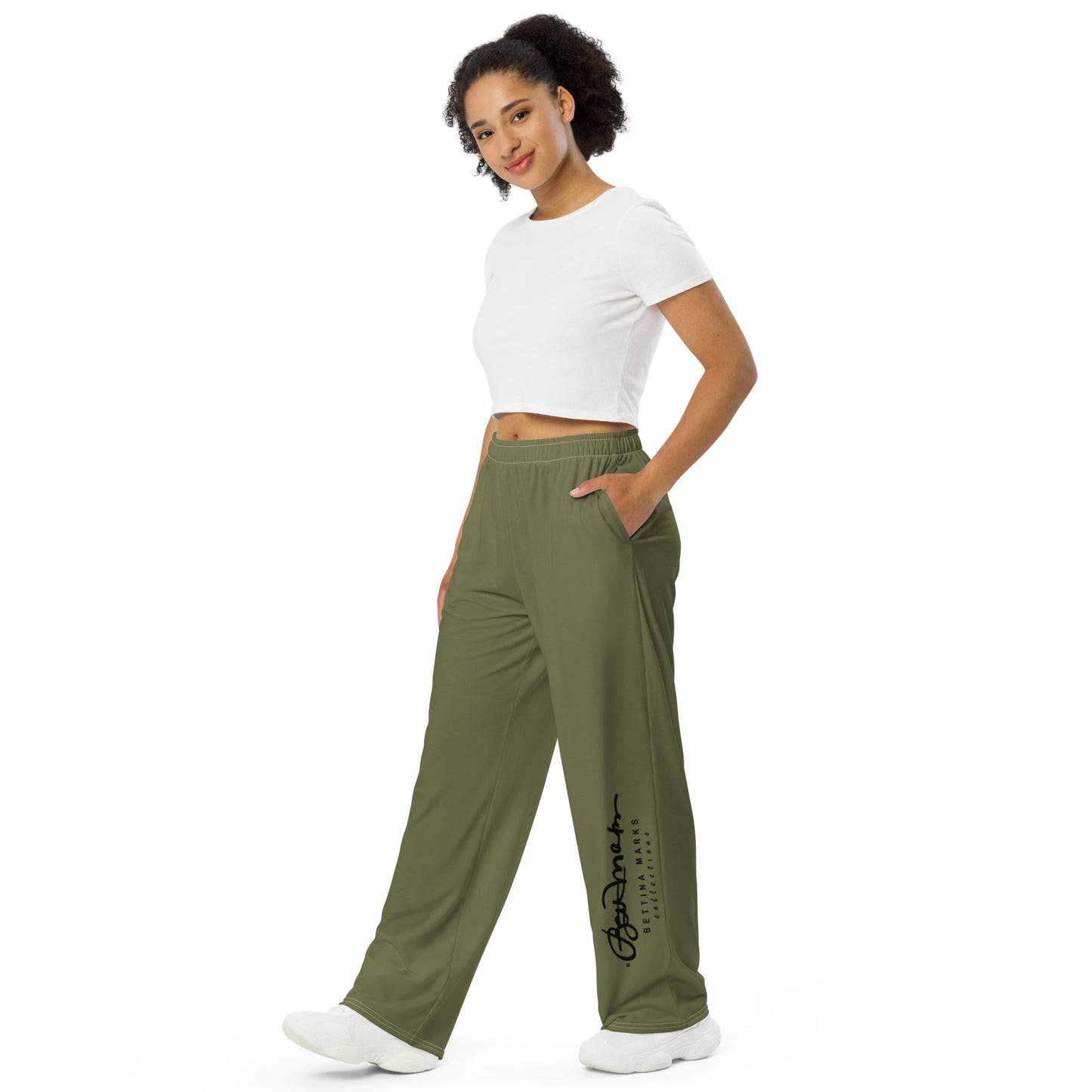 Wide Leg Pants Khaki Green - Women