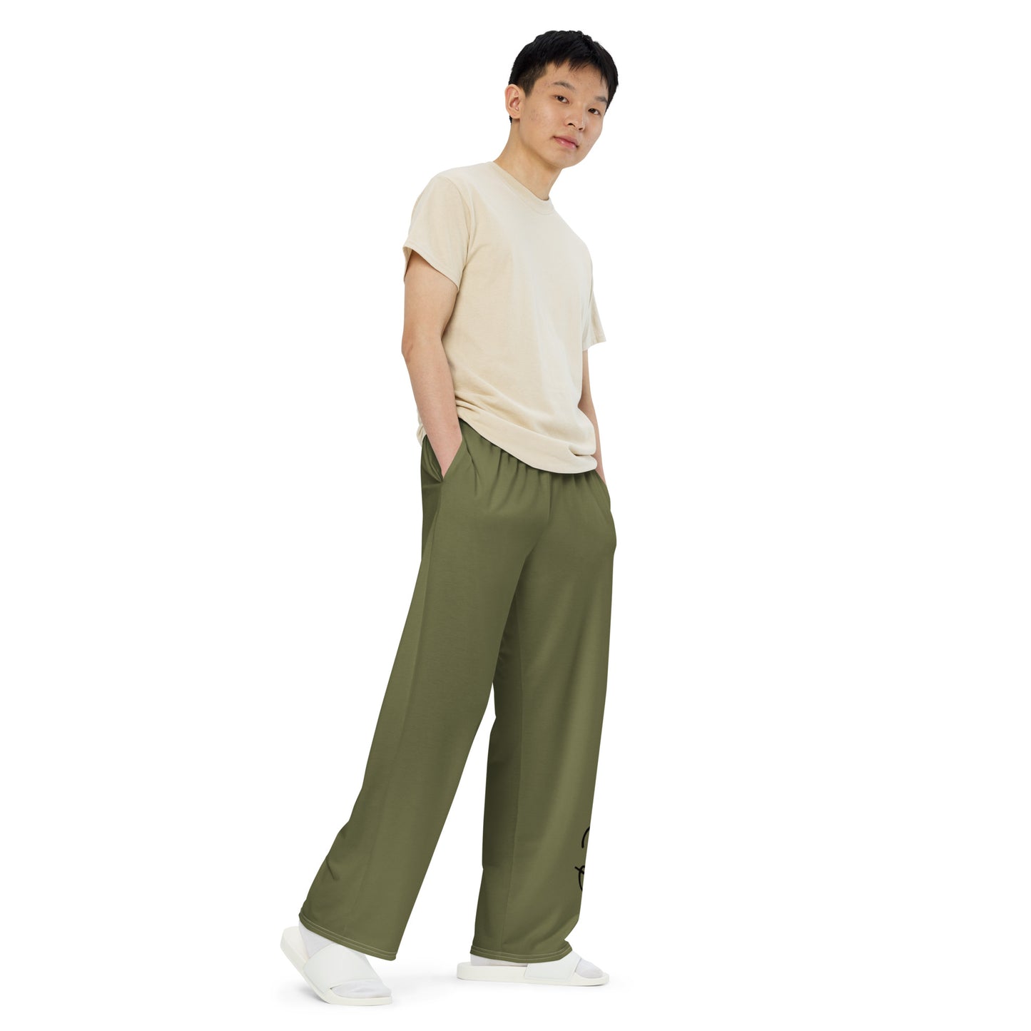 Wide Leg Pants Khaki Green - Men