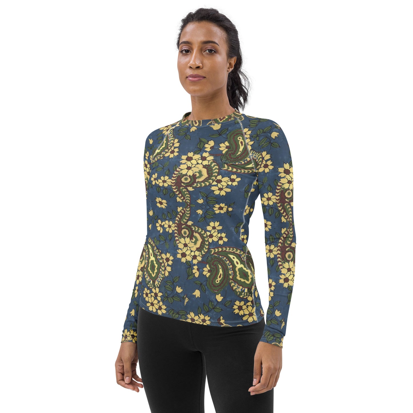 Vintage Blue Paisley Long Sleeve Top