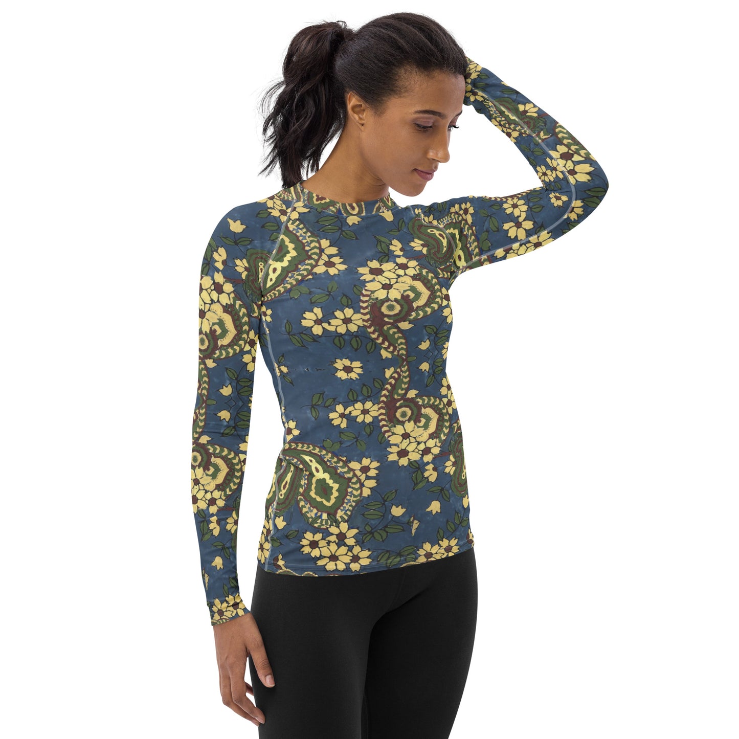Vintage Blue Paisley Long Sleeve Top