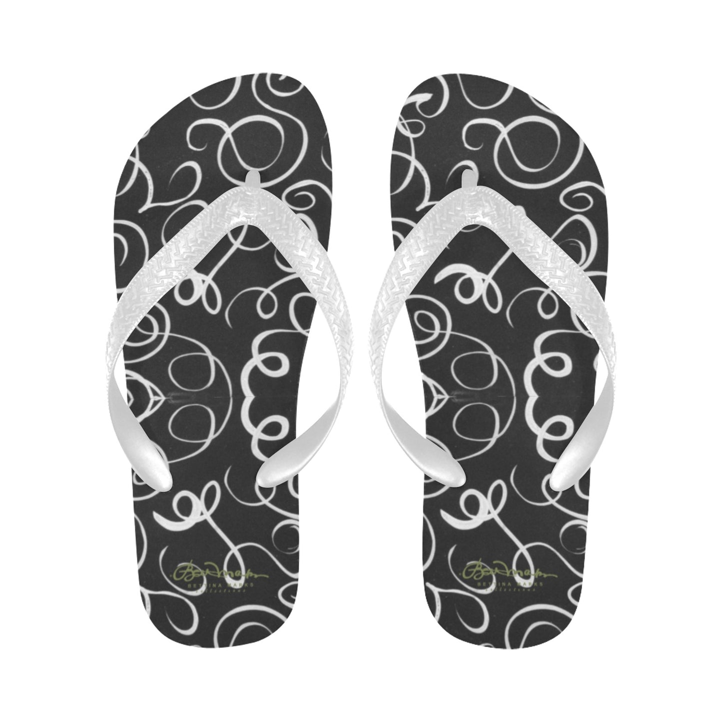 B&W Squiggles Flip Flops for Men/Women