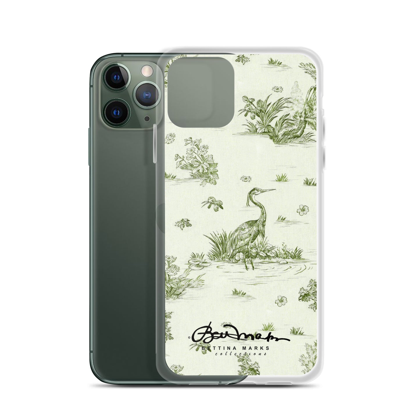 Toiles de Jouy tree Hugging Forest Green iPhone Case