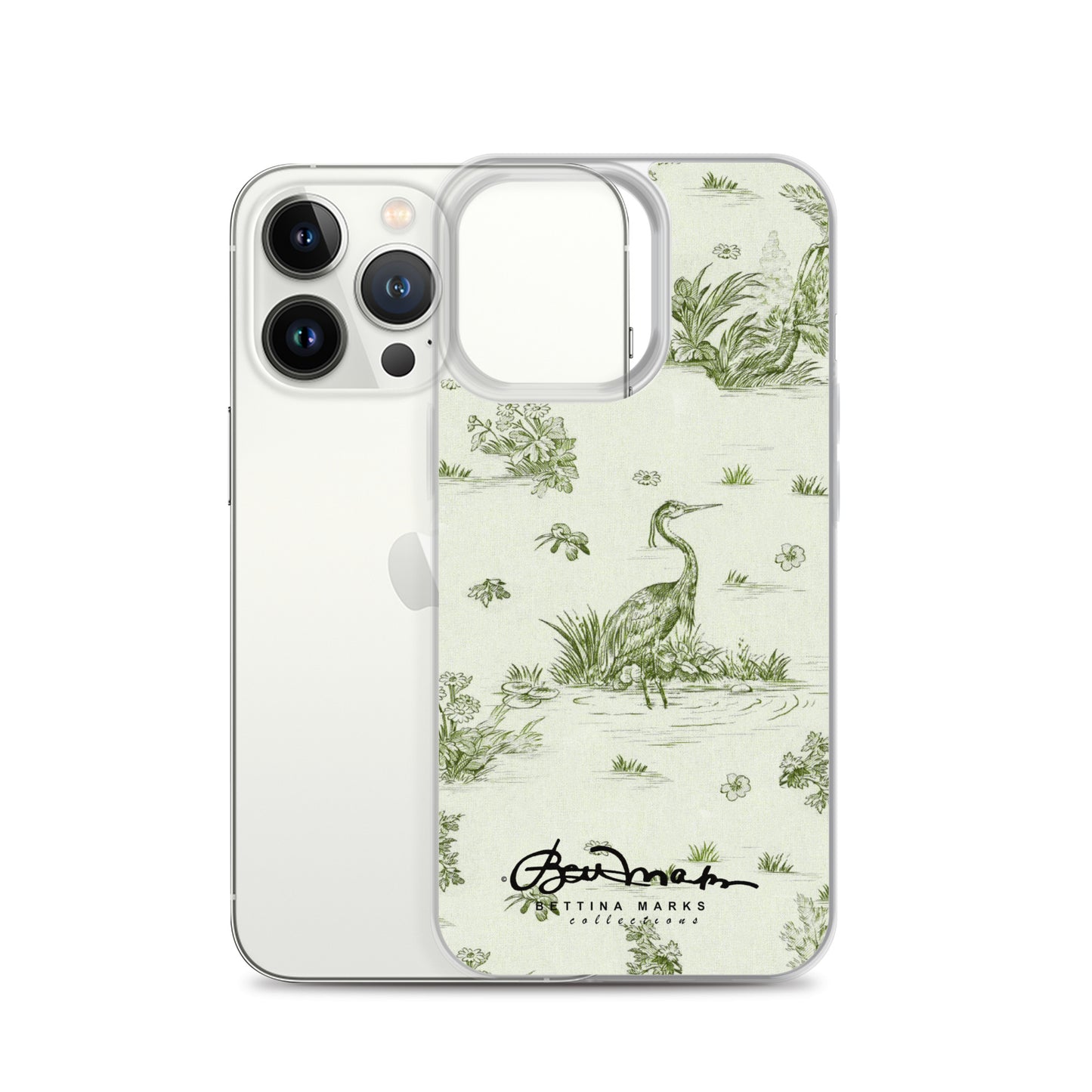 Toiles de Jouy tree Hugging Forest Green iPhone Case