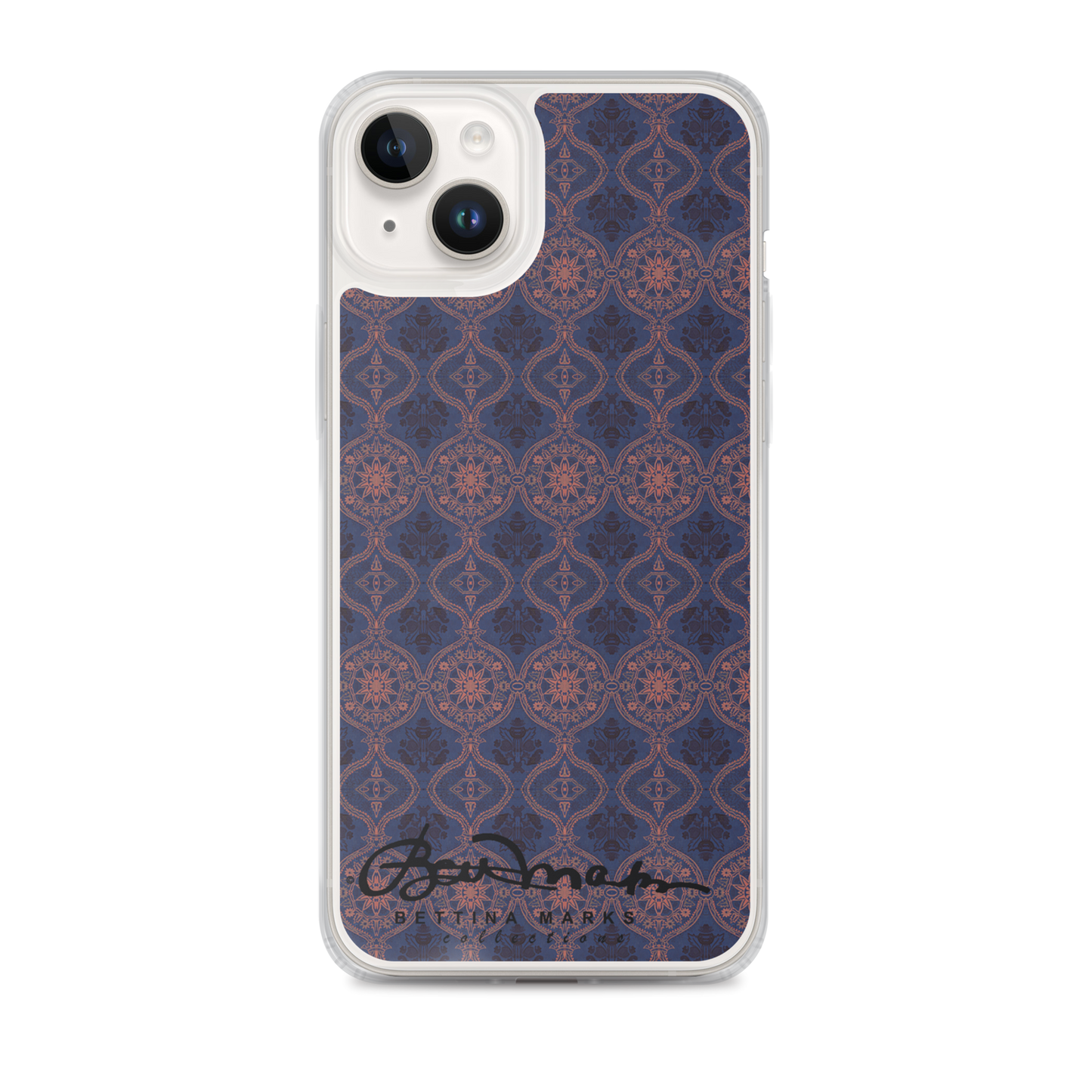 Sargasso Blue and Mellow Rose Damask Tough iPhone X Case