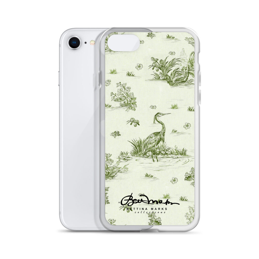 Toiles de Jouy tree Hugging Forest Green iPhone Case