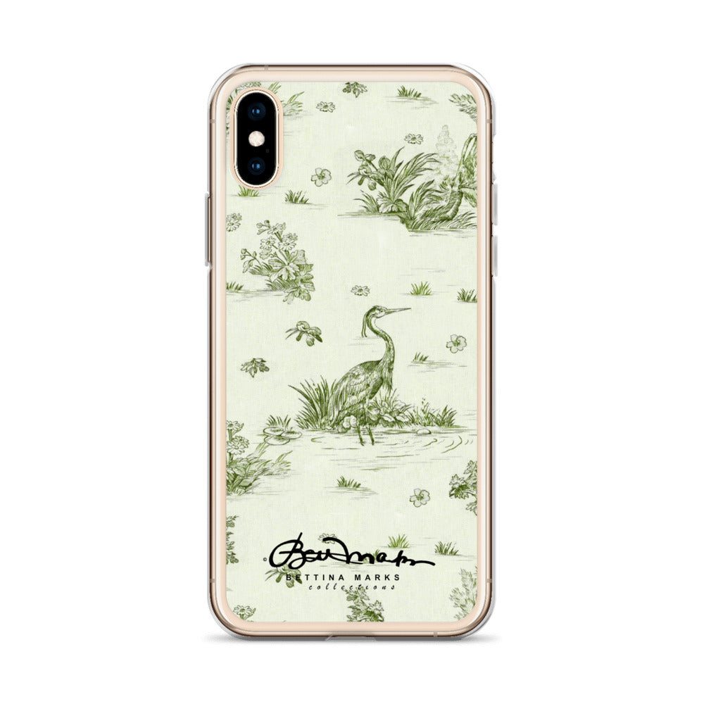Toiles de Jouy tree Hugging Forest Green iPhone Case