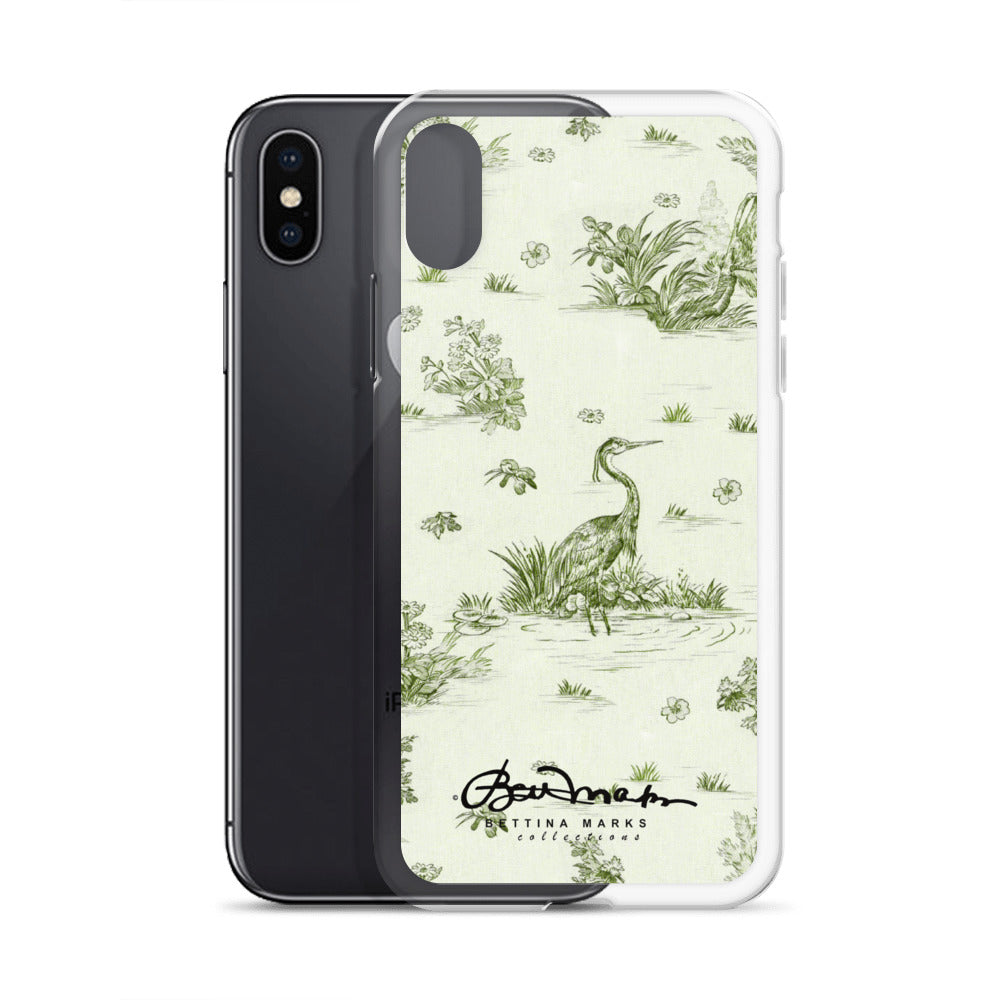 Toiles de Jouy tree Hugging Forest Green iPhone Case