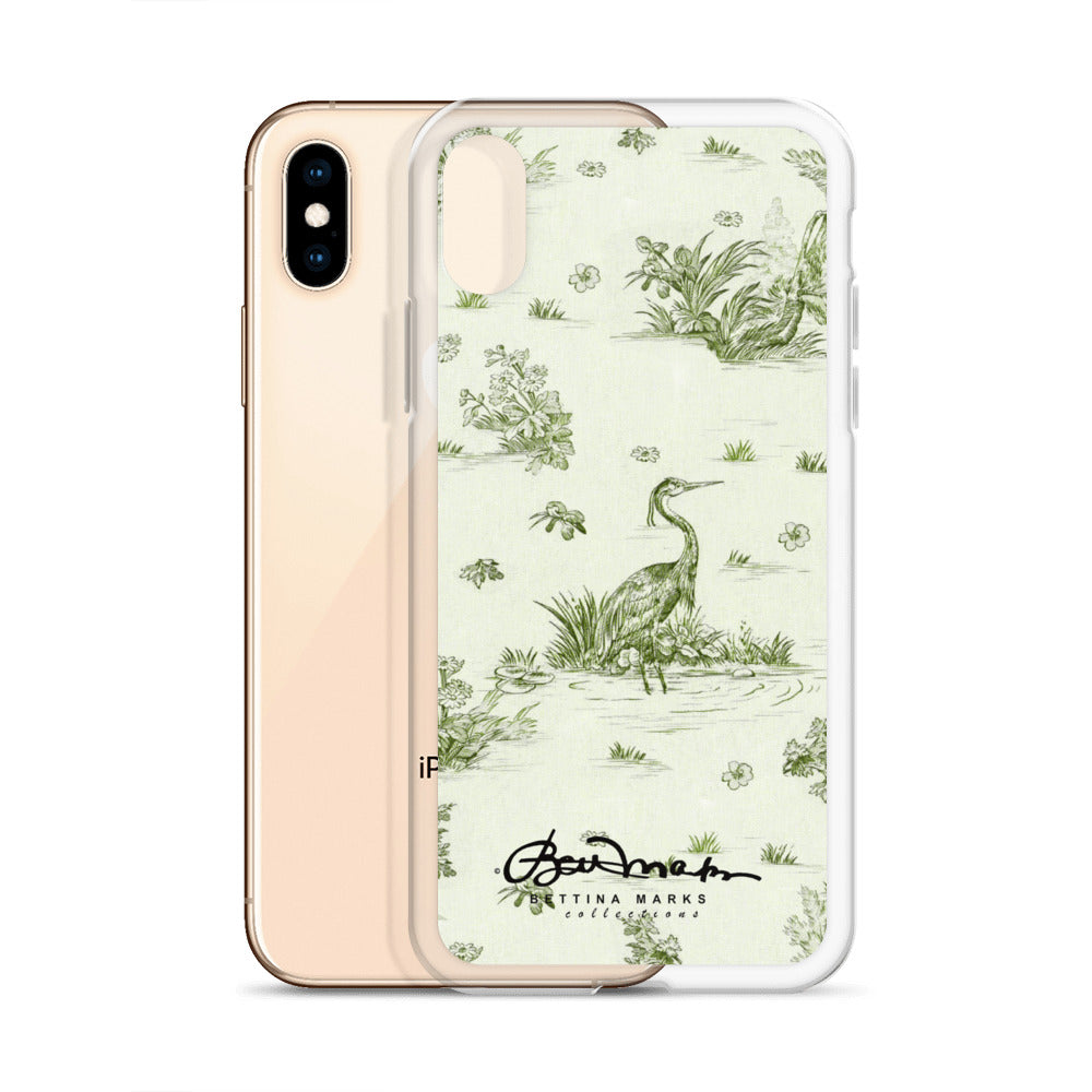Toiles de Jouy tree Hugging Forest Green iPhone Case