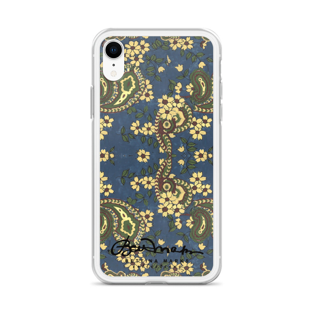 Vintage Blue Paisley Iphone 15 Pro Clear Phone case