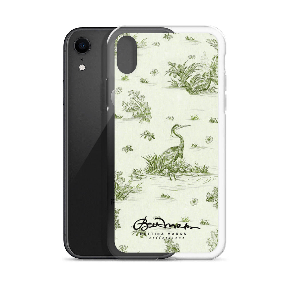Toiles de Jouy tree Hugging Forest Green iPhone Case