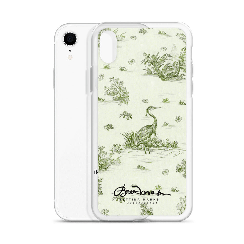 Toiles de Jouy tree Hugging Forest Green iPhone Case