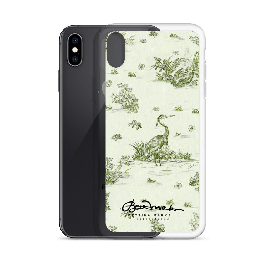 Toiles de Jouy tree Hugging Forest Green iPhone Case
