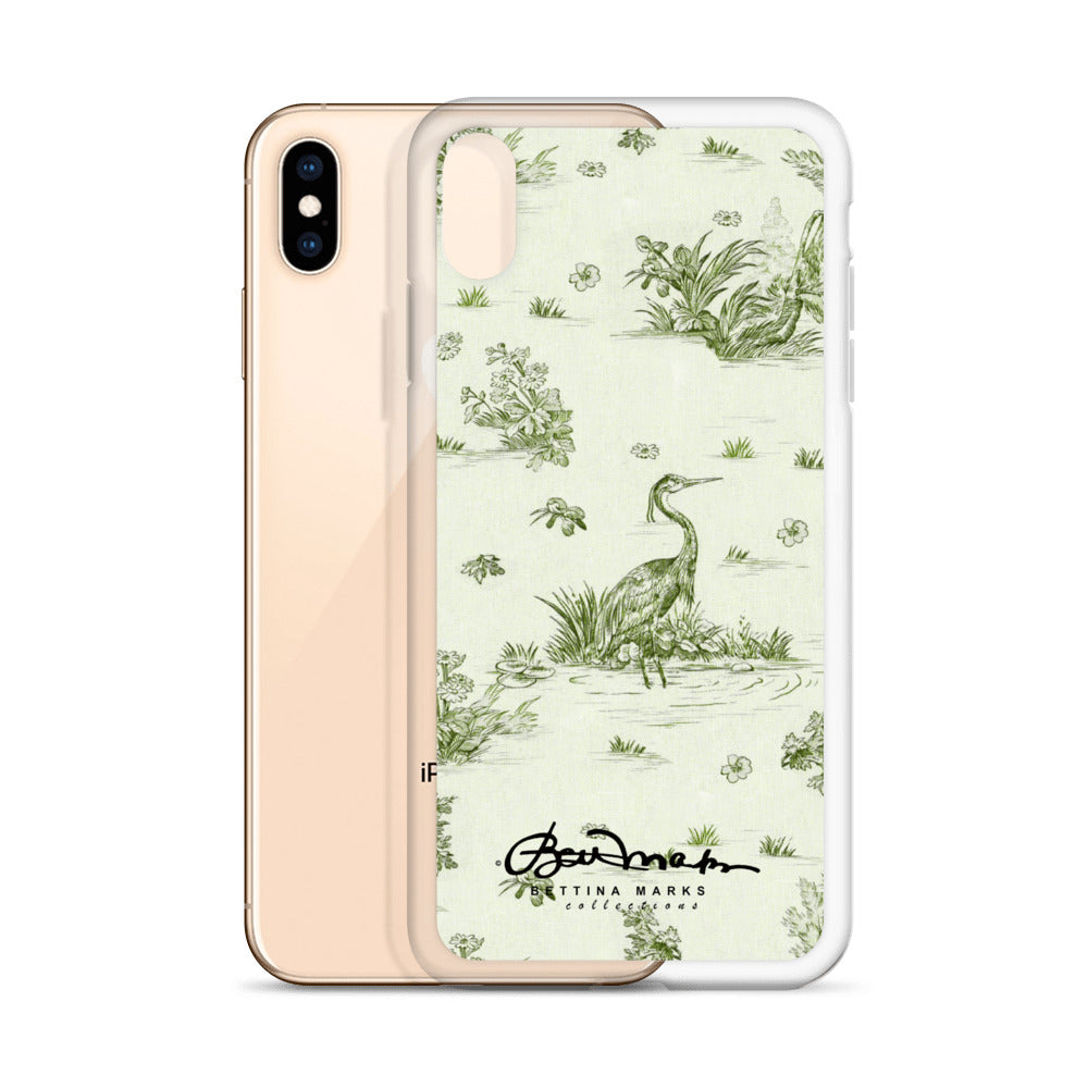 Toiles de Jouy tree Hugging Forest Green iPhone Case