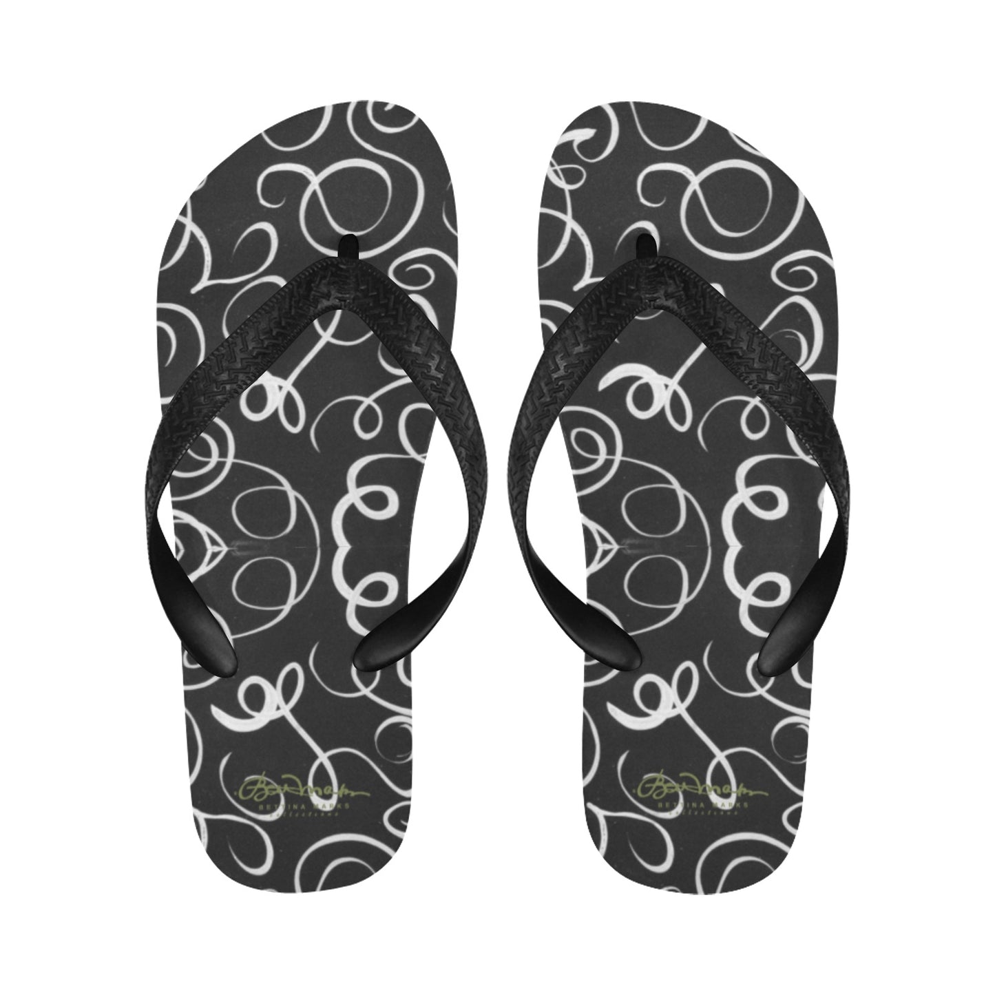 B&W Squiggles Flip Flops for Men/Women