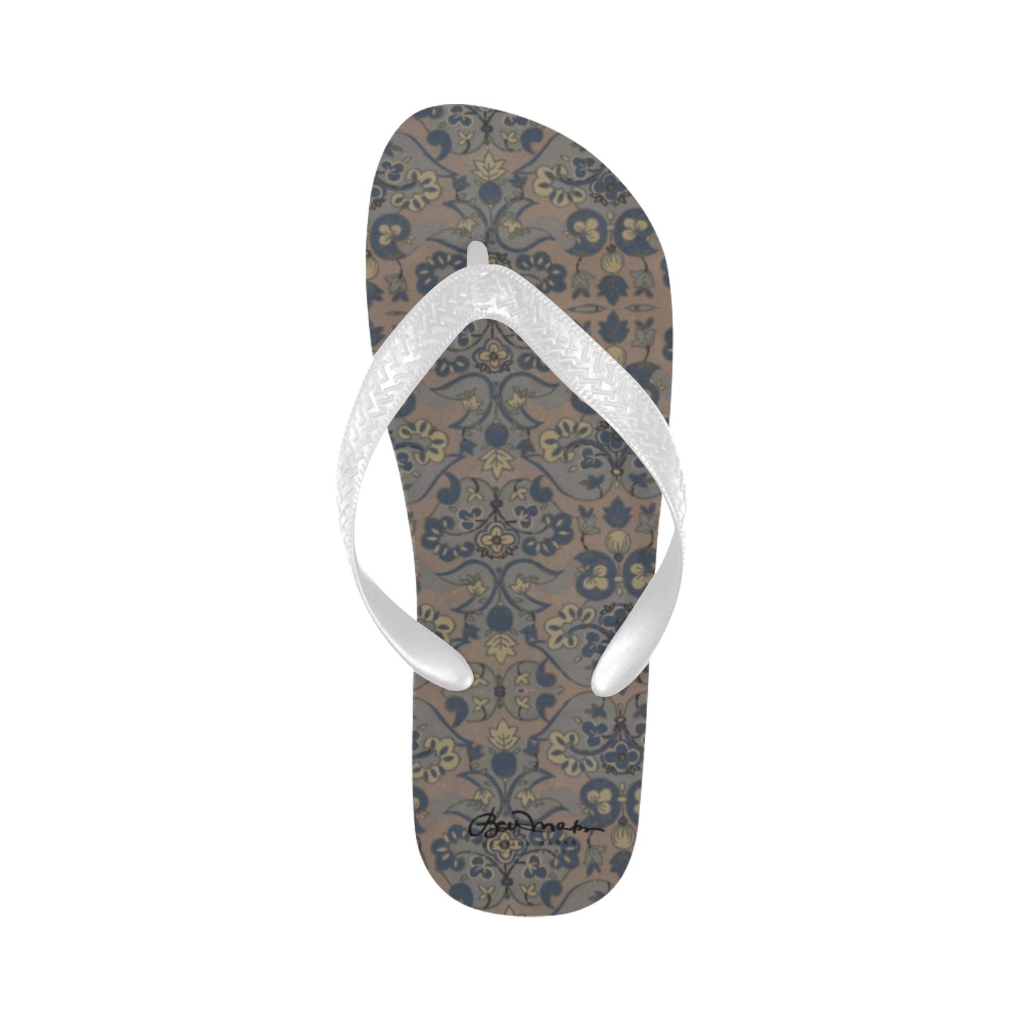 Not Quite Paisley On Light Brown Flip Flops for Men/Women