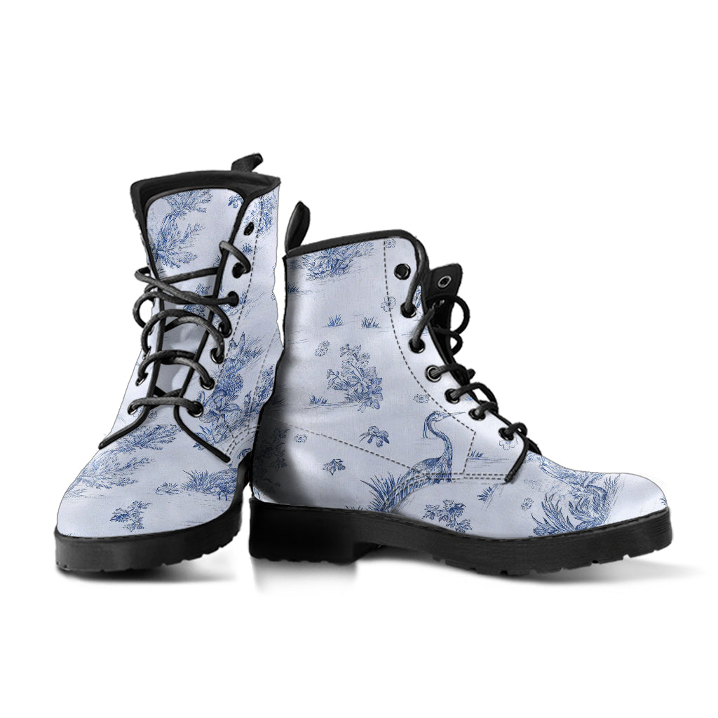 Toiles de Jouy Harmony Blue Leather Boots (Vegan)