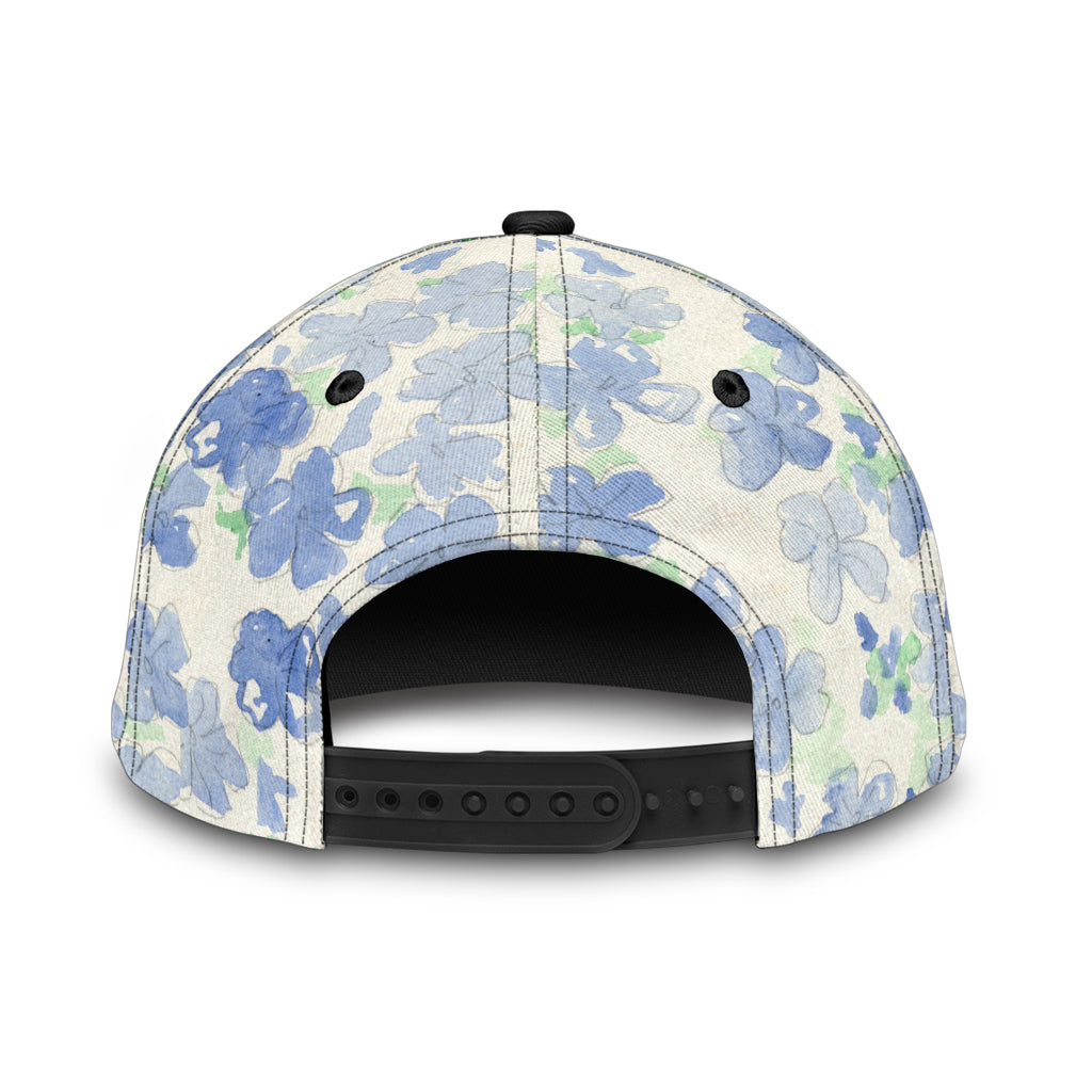 Blu&White Watercolor Floral Cap