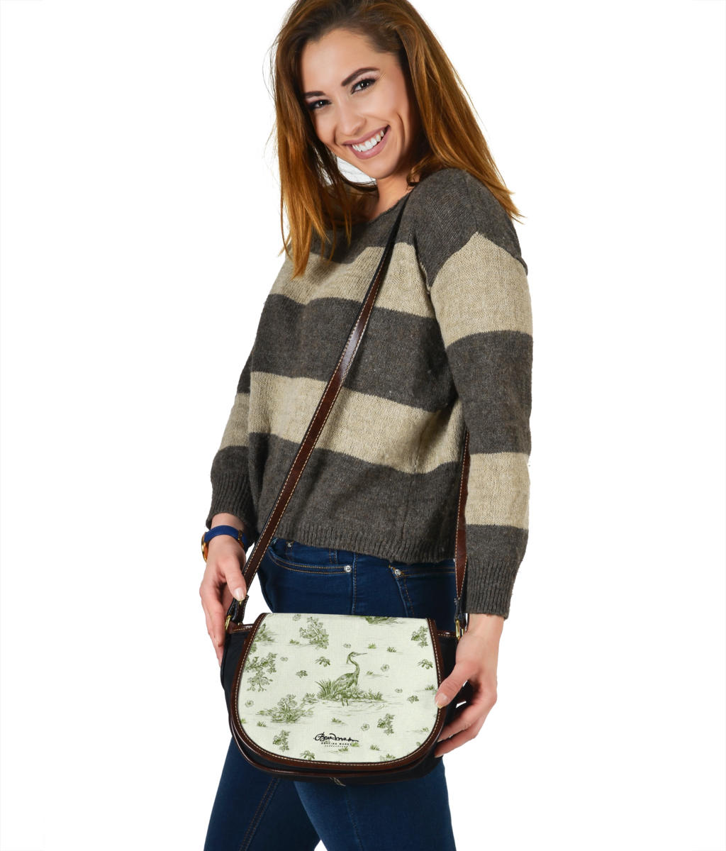 Toiles de Jouy tree Hugging Forest Green Saddle Bag