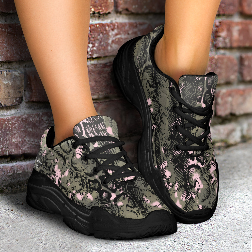 Pink Snake Skin Athletic Sneakers