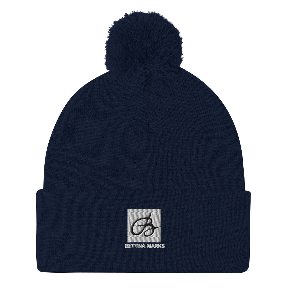 Navy B logo Pom-Pom Beanie