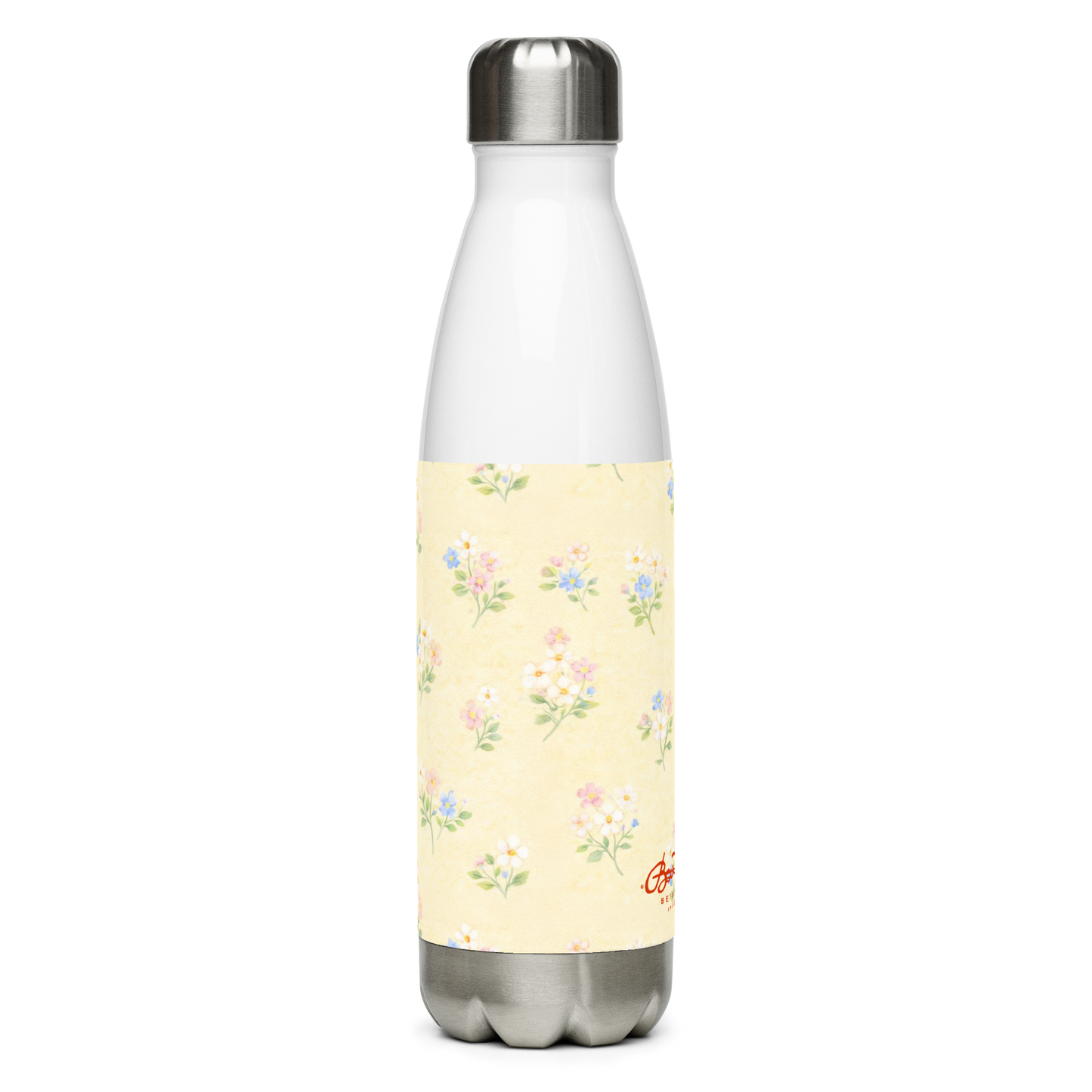Yellow & Pink Pastel Floral Stainless steel water bottle