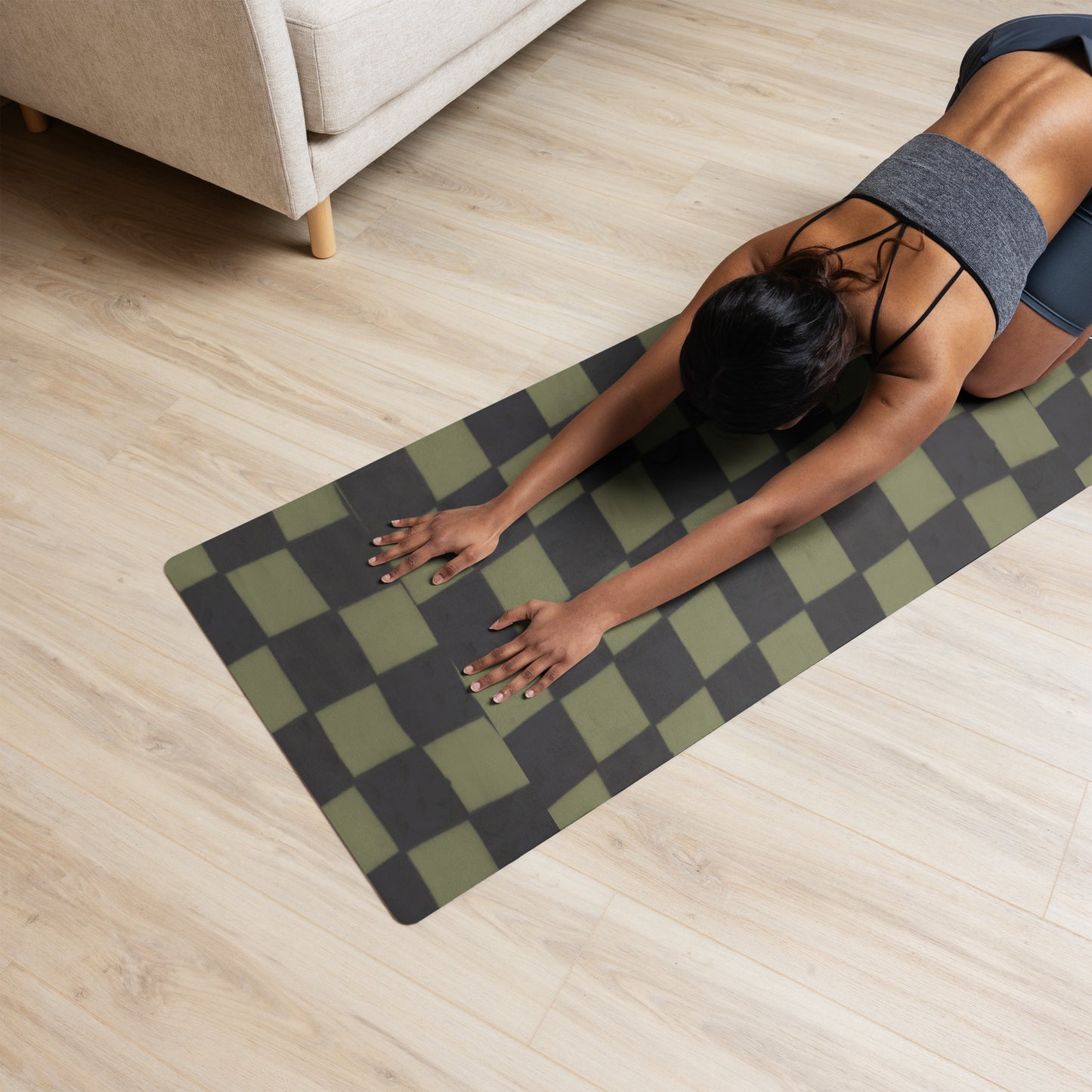 Khaki Checkerboard Yoga Mat
