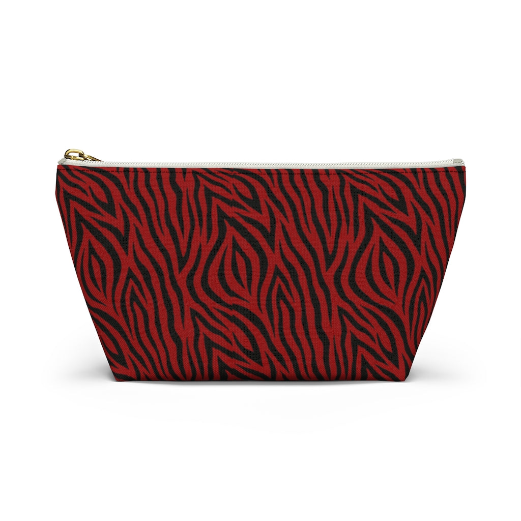 Red Zebra Accessory Pouch w T-bottom