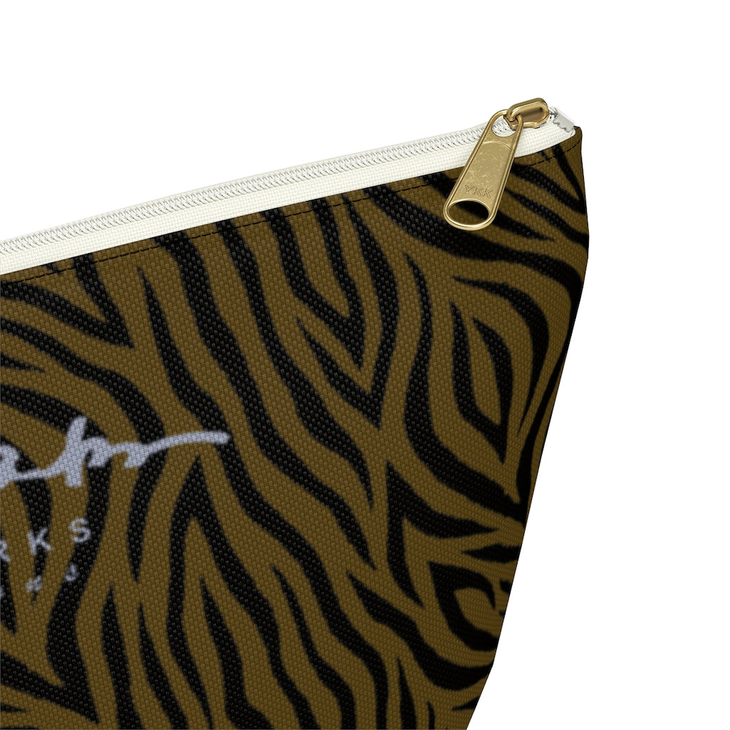Olive Zebra Accessory Pouch w T-bottom