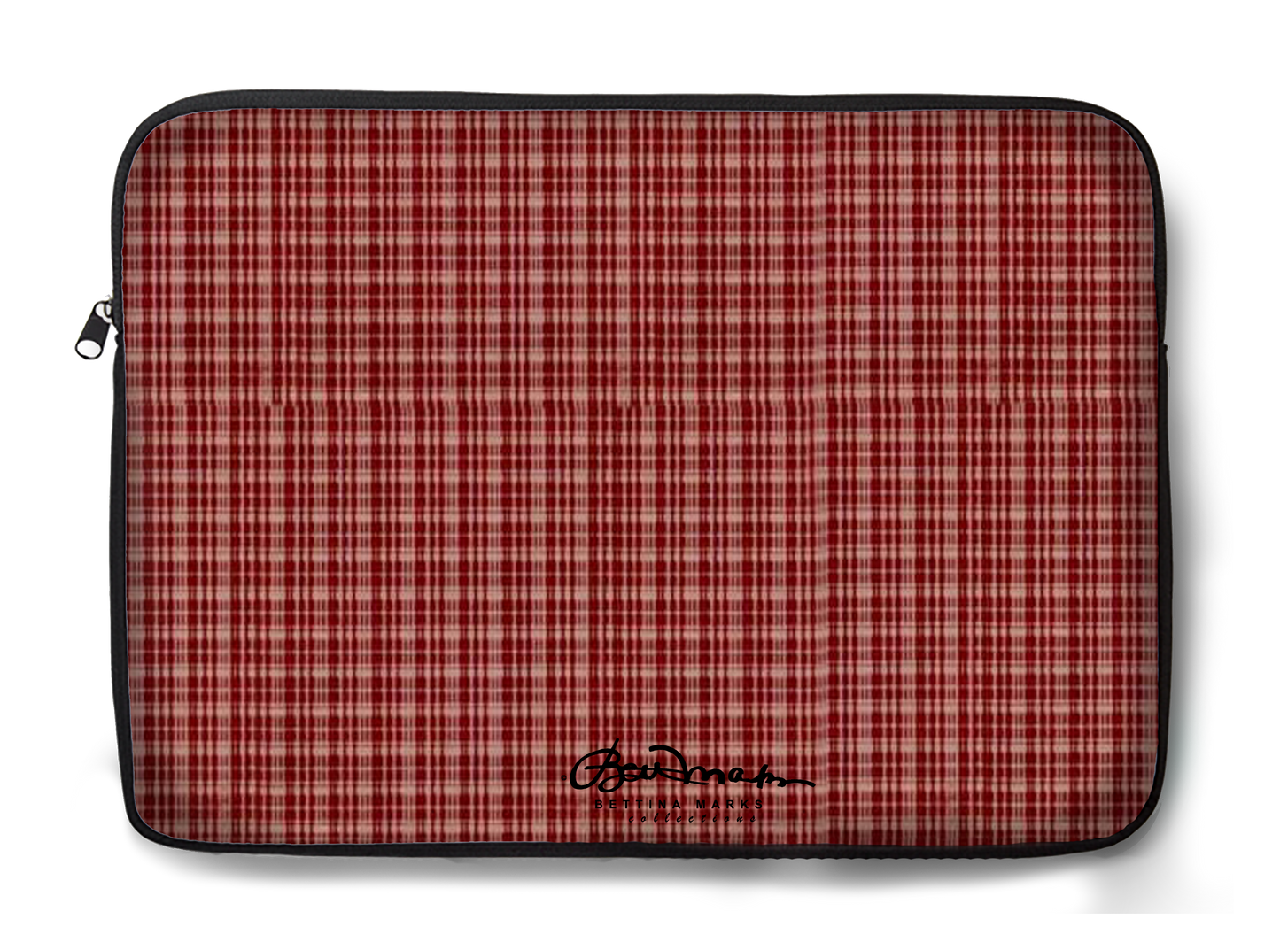 Maroon Beige Tight Plaid Laptop Sleeve