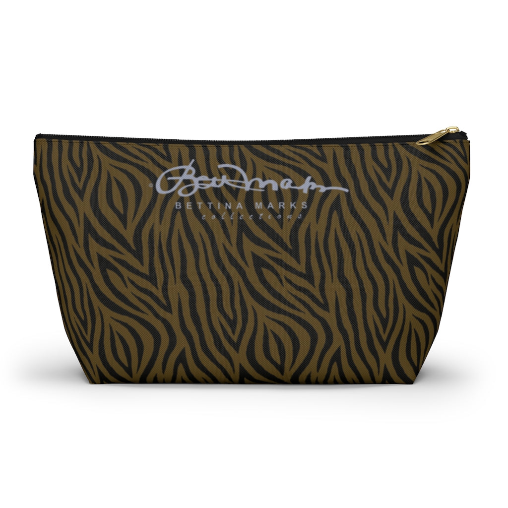 Olive Zebra Accessory Pouch w T-bottom