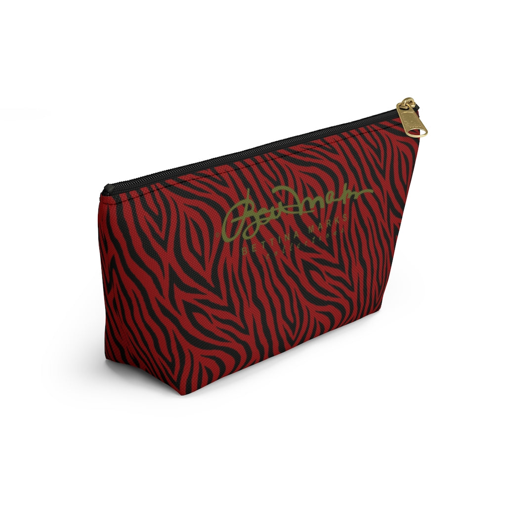 Red Zebra Accessory Pouch w T-bottom