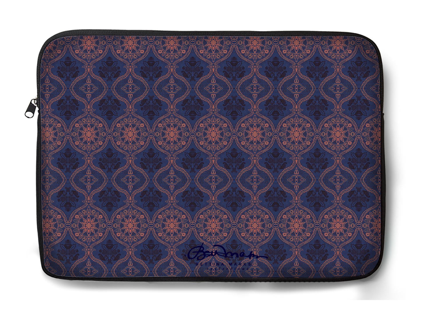 Sargasso Blue and Mellow Rose Damask Laptop Sleeve