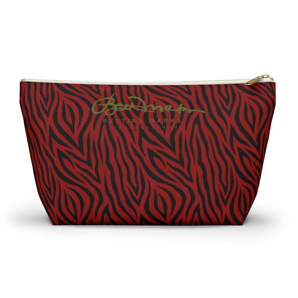 Red Zebra Accessory Pouch w T-bottom