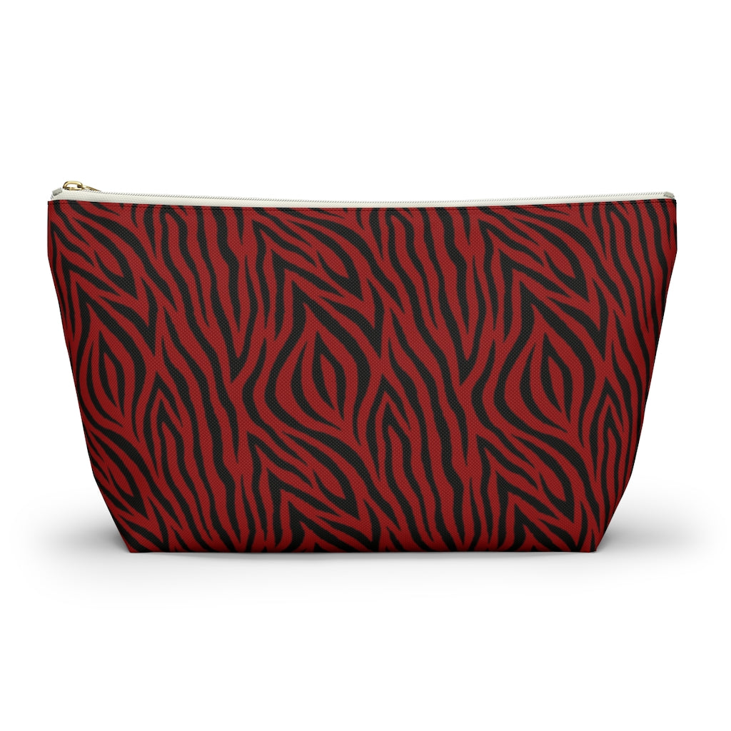 Red Zebra Accessory Pouch w T-bottom