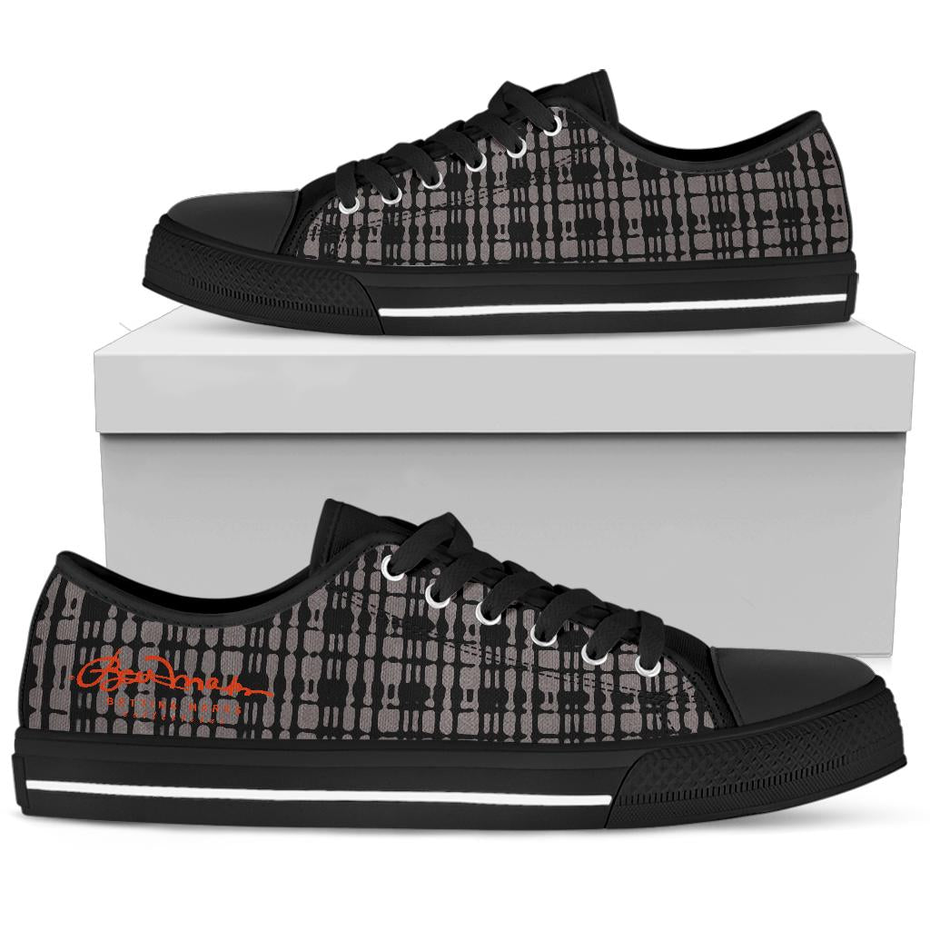 Black Tight Plaid Low Top Sneakers