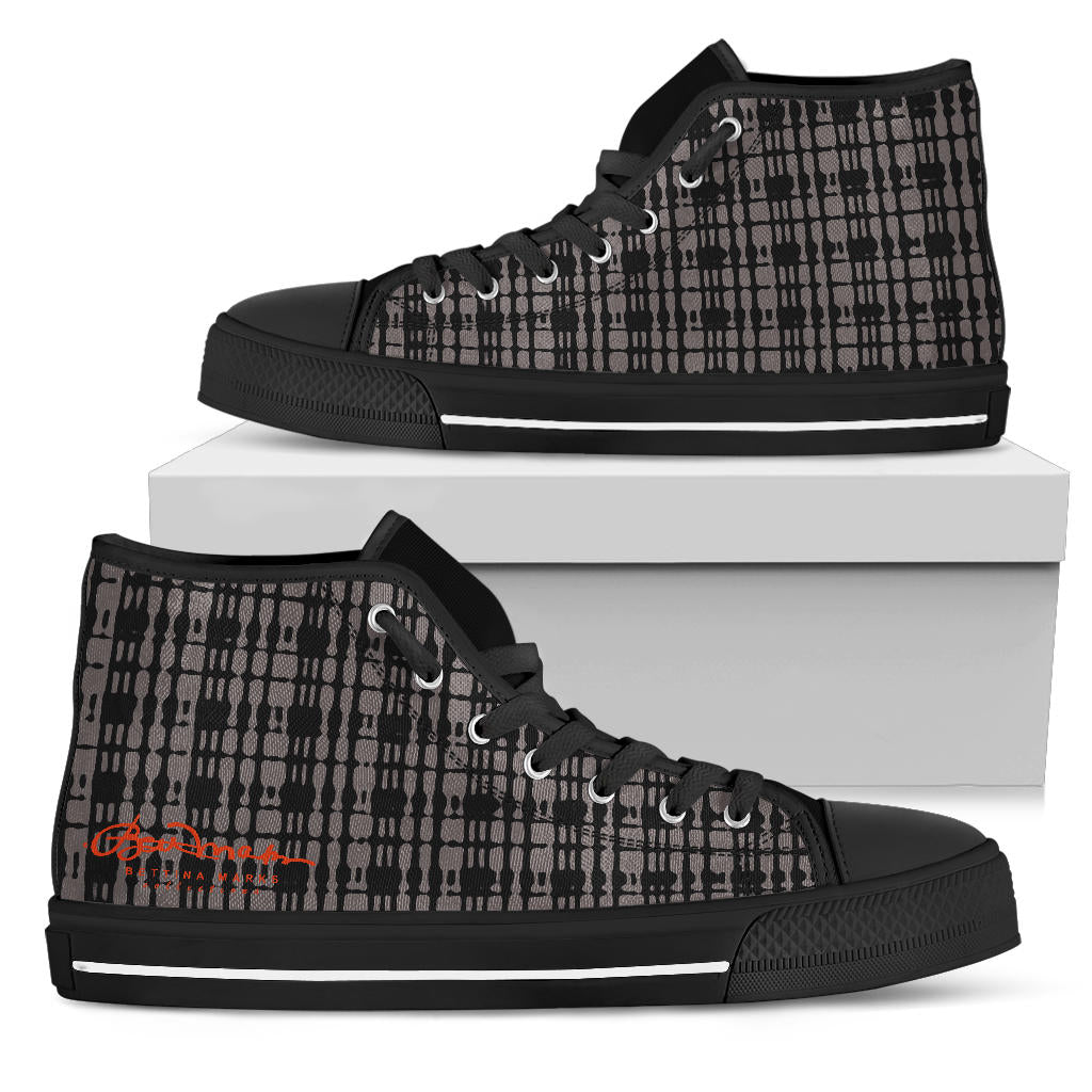 Black Tight Plaid High Top Sneakers