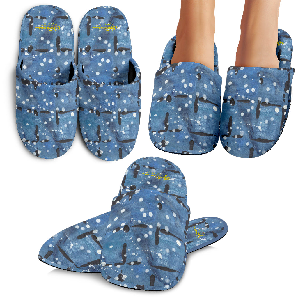 Blu&White Dotted Plaid Slipper