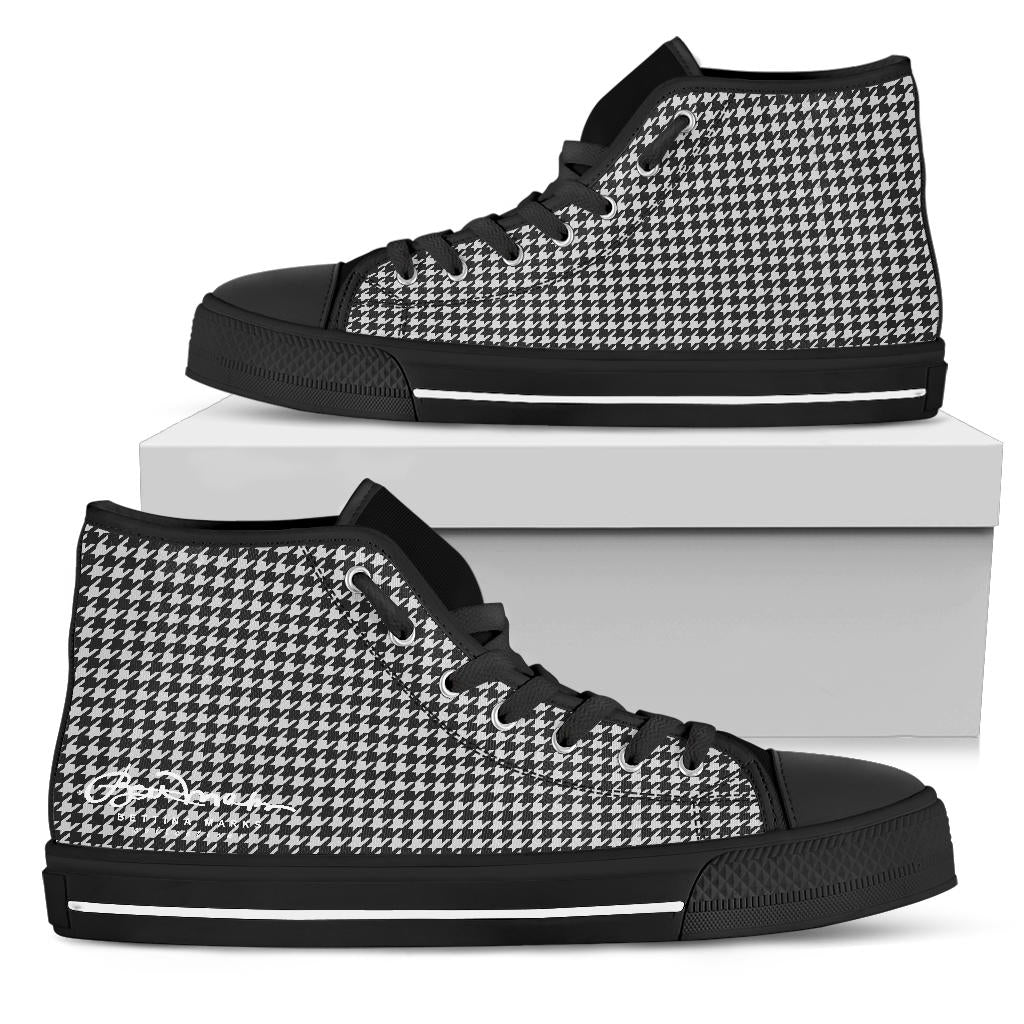 B&W Houndstooth High Top Sneakers
