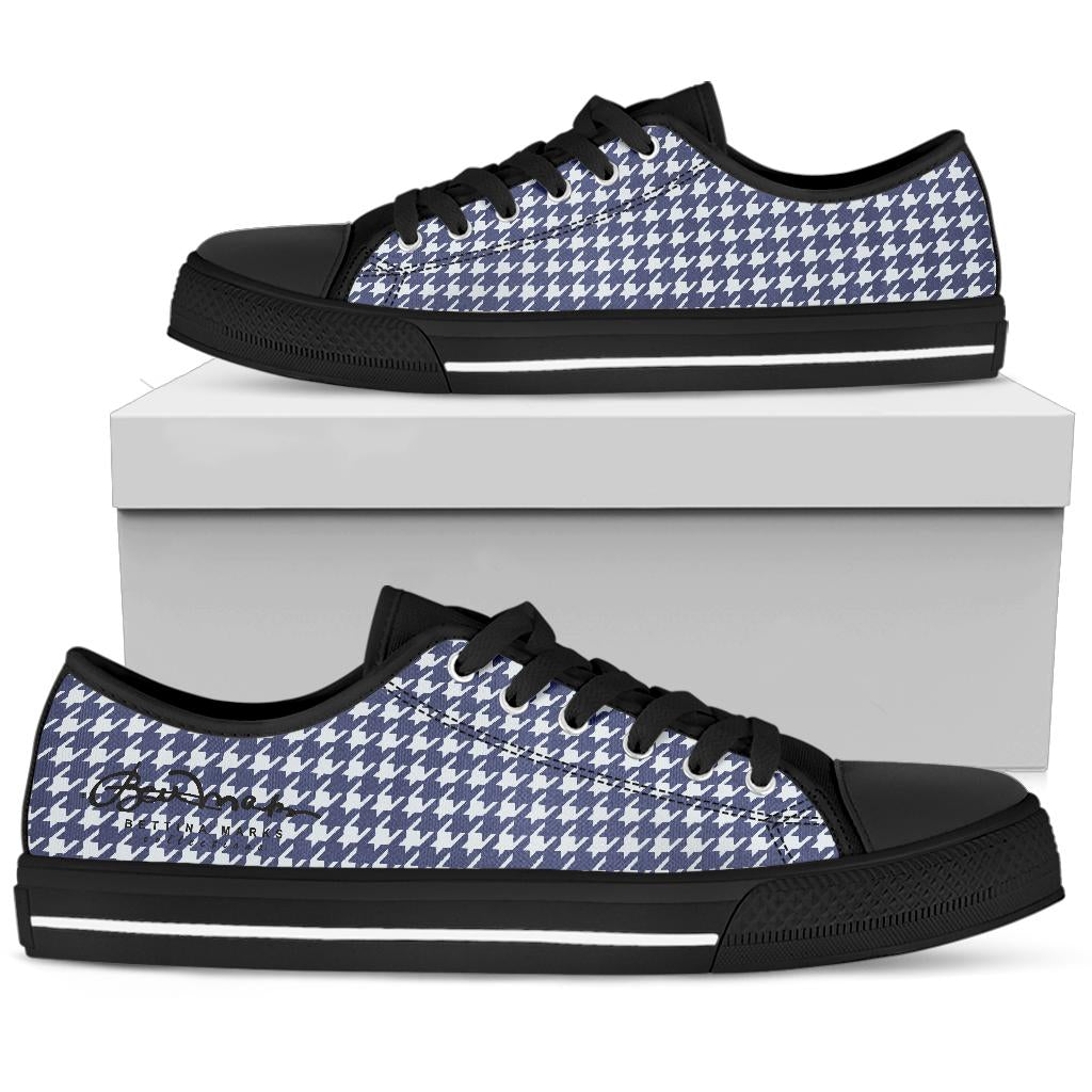 Navy Blue Houndstooth Low Top Sneakers